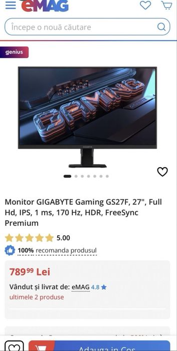 PC Gaming Ryzen 5 5600 + Monitor 27” 170Hz – Sistem complet