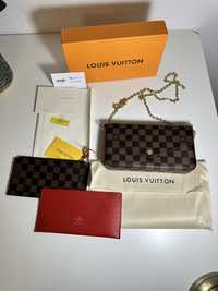 Geanta Louis Vuitton model FELICIE piele canvas 100% cutie cadou