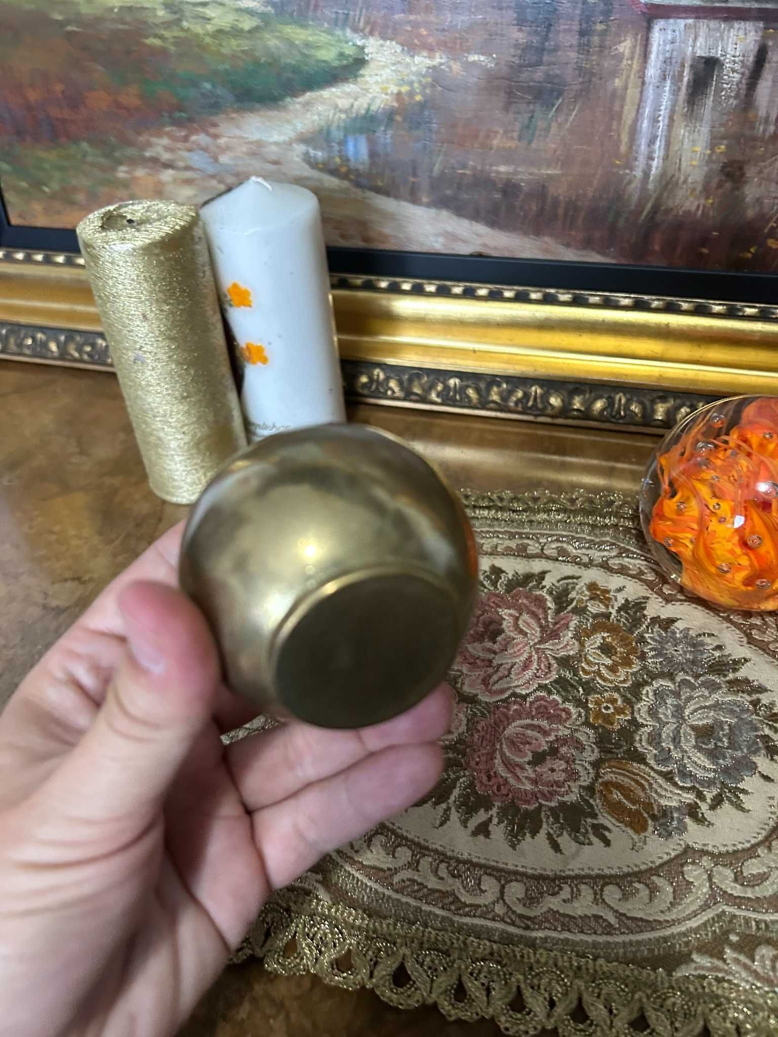 DN904 Sfera bronz masiv cu fitil pentru ulei lampant 253g 6,5d