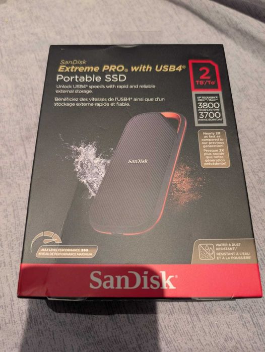 SSD portabil SanDisk Extreme PRO de 2 TB cu USB 4, până la 3800 MB/s