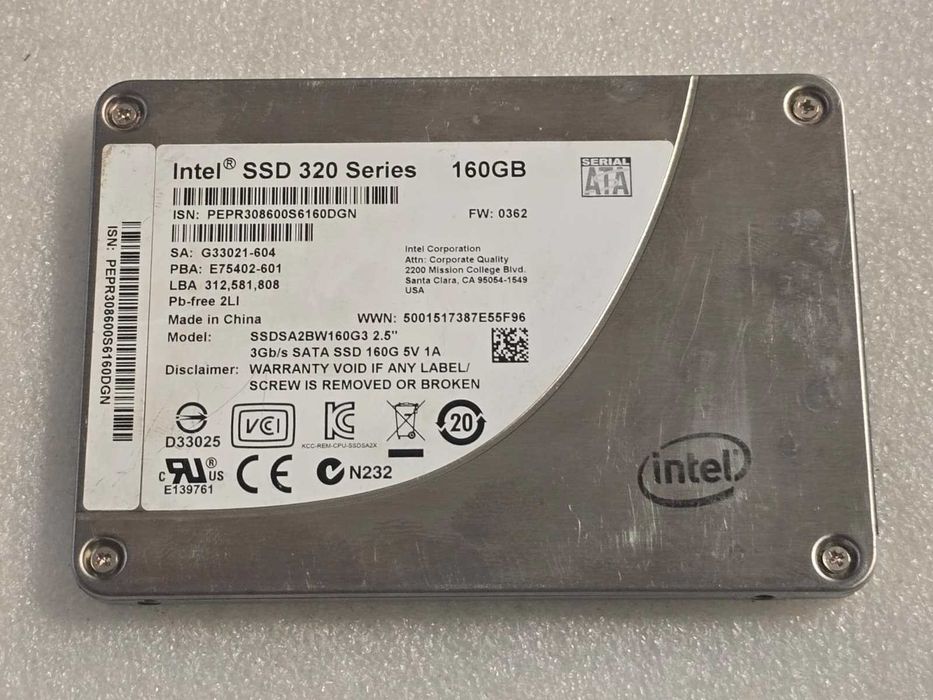 Solid-State Drive (SSD) Intel 320 Series 160GB 2.5" MLC SSDSA2BW160G3