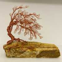 Ръчно изработено дръвче от естествен камък -Розов кварц-