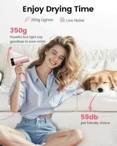 Нов Мощен йонен сешоар 110,000 RPM – Бързо сушене, без увреждане коса