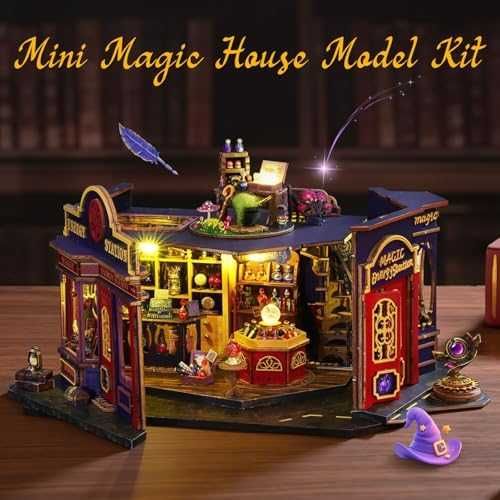 Нова Мини дървена къща с отварящи врати и LED осветление DIY комплект