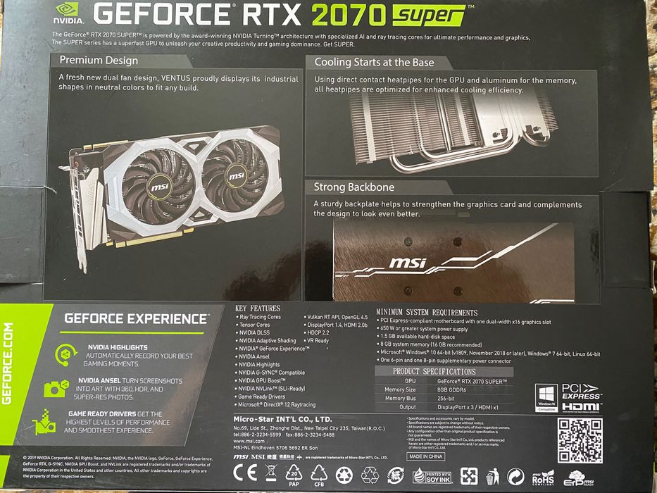 Vând MSI Ventus nvidia 2070 super OC
