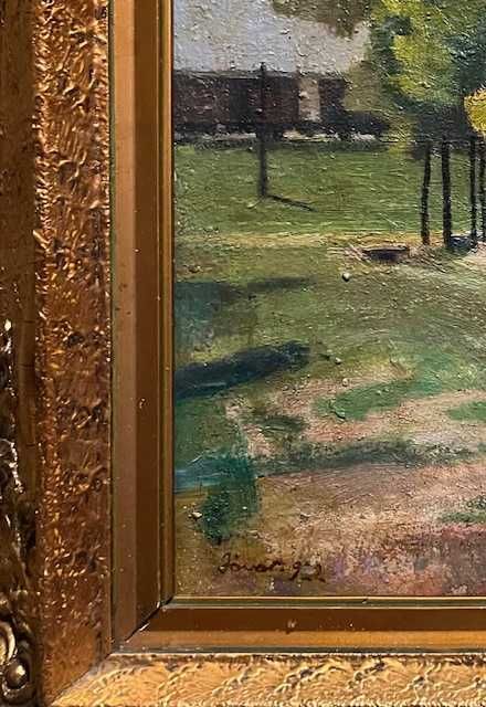 ”Uliță transilvană” Tablou VECHI, 103 ani Data 1922 ulei/pânză 70x50+R