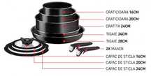 Set vase TEFAL Easy Cook & Clean L1539053 10 piese 16-28cm Nou Sigilat