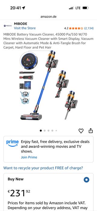 Мощна, Безжична вертикална прахосмукачка MIBODE V28B