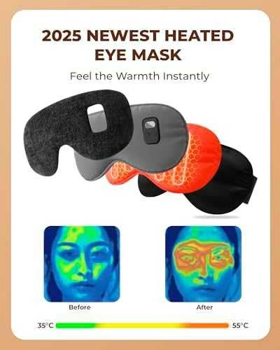 Нова Загряваща маска за очи, копринена, безжична, с таймер и топлина
