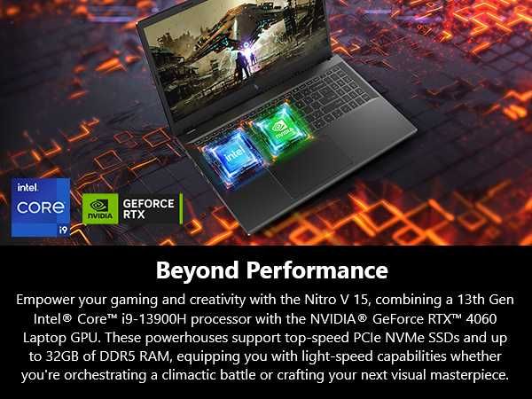 Acer Nitro V15  FHD IPS 165Hz i9-13900H DDR5 16GB SSD 512GB RTX 4060 8