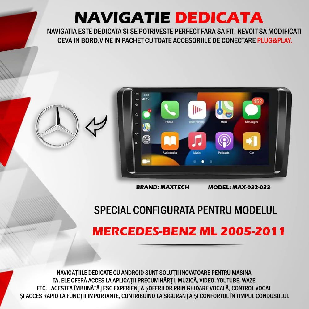 Navigatie Mercedes Benz ML 2005-2011 dedicata Android 13 FULL-HD