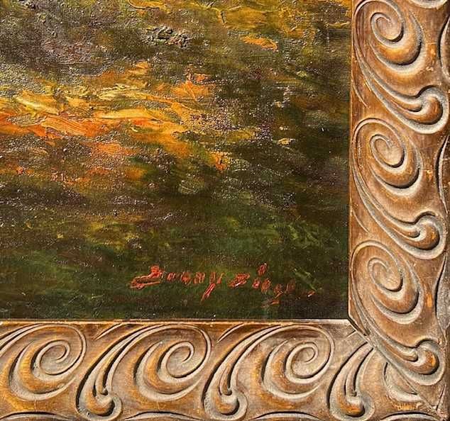 "Femeie in padure" Superb tablou semnat ulei pastos/panza, 70x50cm+ram