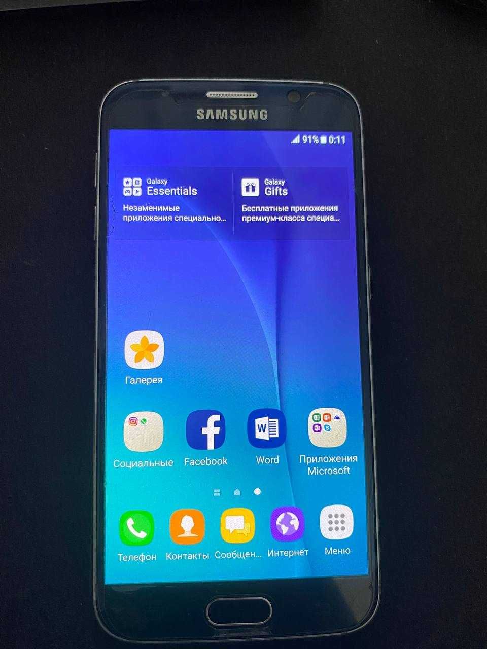 Смартфон Samsung Galaxy S6 (dualSIM, черный, 32Gb, экран 5.1") Б/У
