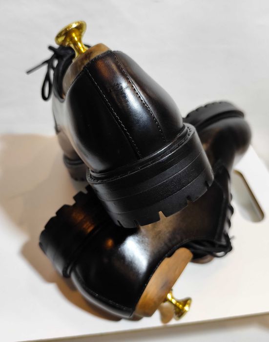 Pantofi derby 42 42.5 43 43.5 lace up ZARA NOI piele naturala negru