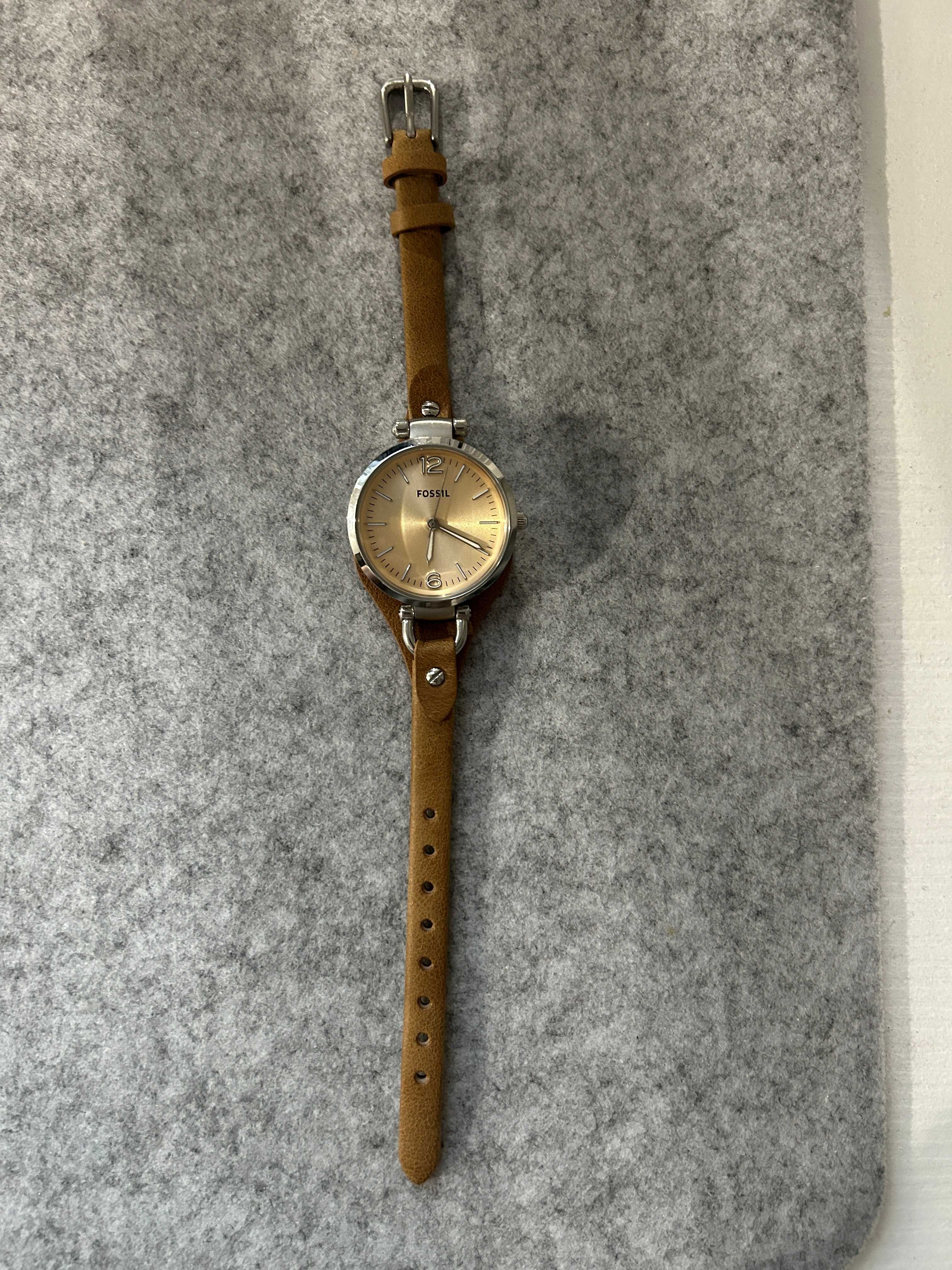 Ceas original Fossil Georgia ES2830, cadran crem, curea piele bej/maro