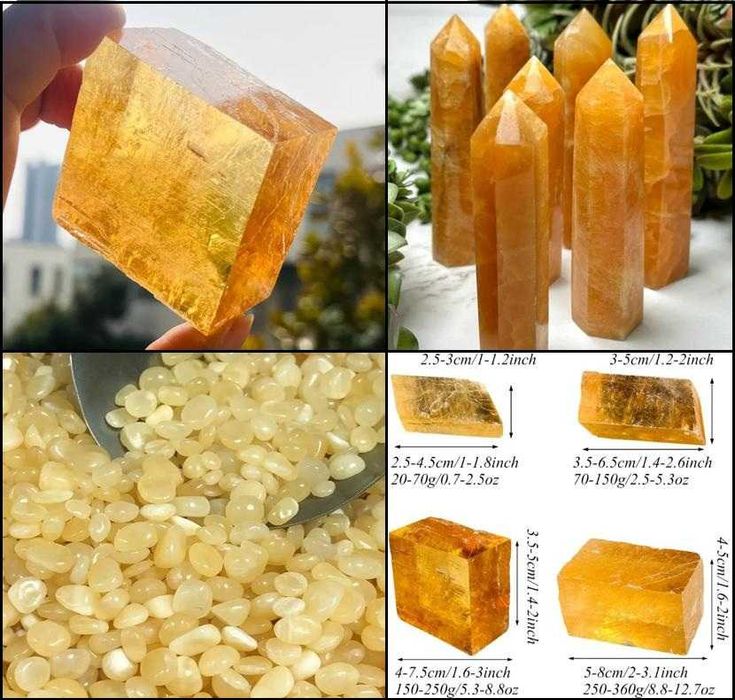 Calcite Естествен Кристал Медено Оранжев Калцит Жълт Калцит Минерал