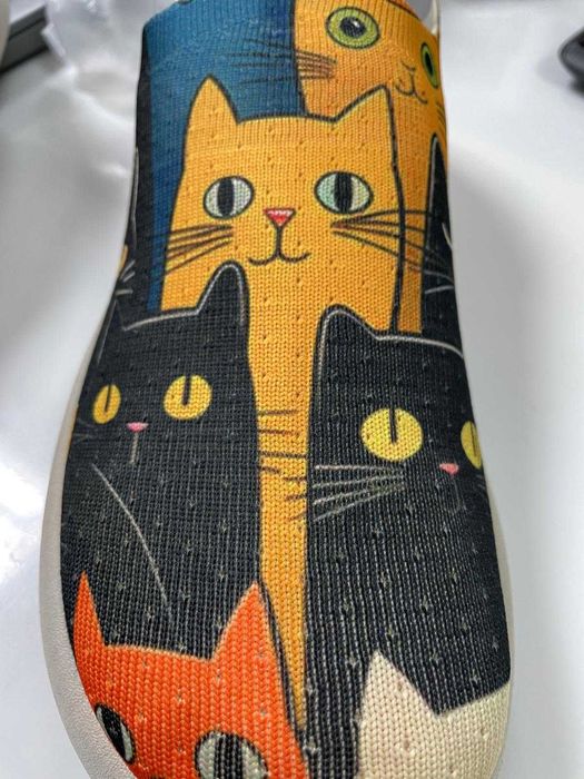 Espadrile de dama cu model pisicute, multicolor.