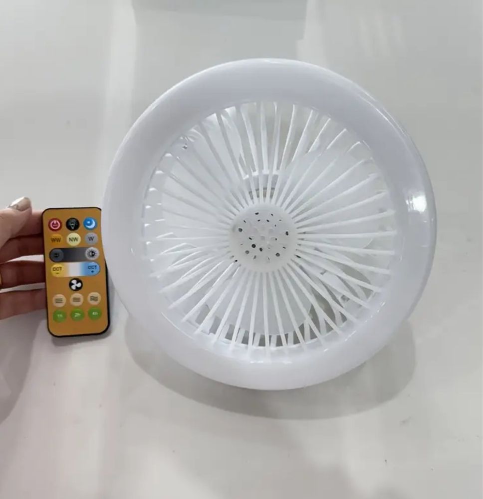 Ventilator de tavan cu lumina, Telecomanda, 3 viteze, 10", Alb