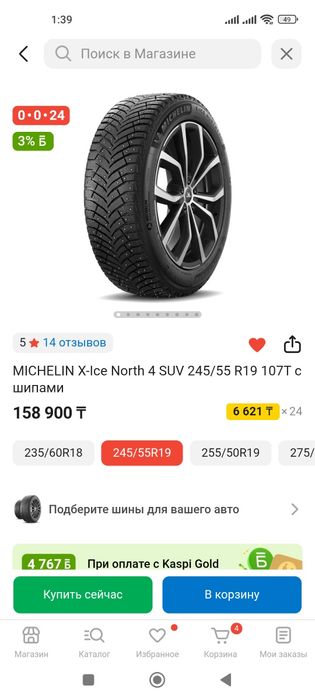 Зимние шины MIchelin. R19