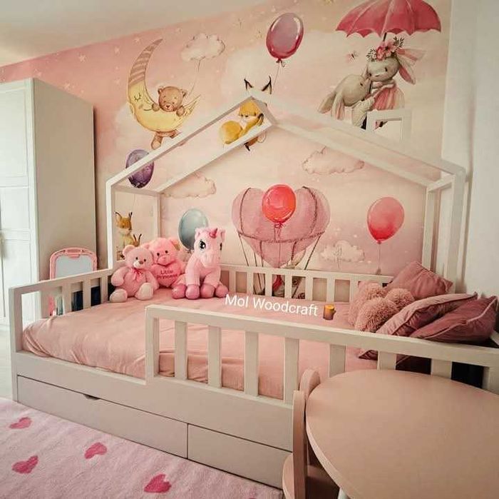 Patut bebe pat casuta pat montessori pat din lemn natural mobila copil