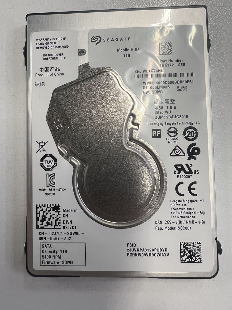 Hard notebook, monoblok uchun, 1TB, 500GB xolati ideal