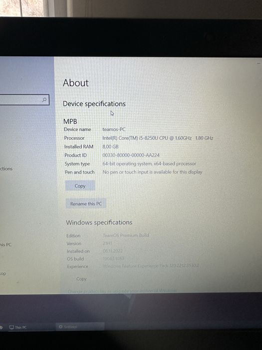 Laptop lenovi i5 8250U