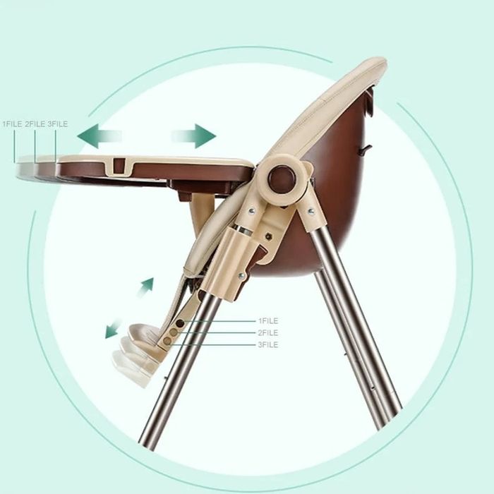 Scaun de masa pentru copii ergonomic, culoare bej, pliabil cu roti