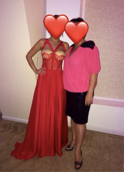 Rochie lunga rosie Cristina Savulescu