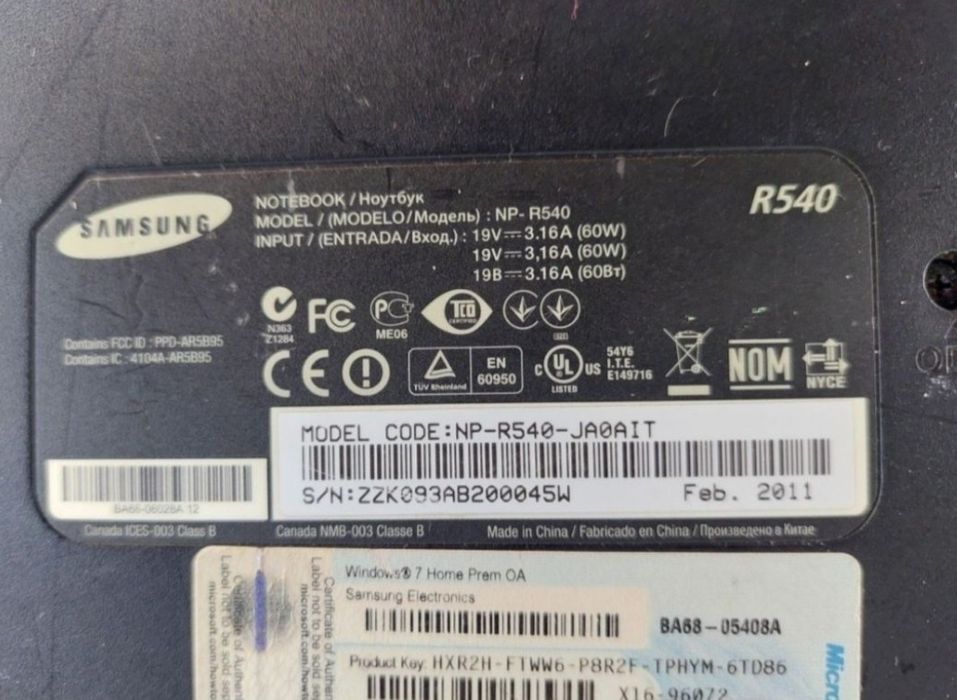 Dezmembrez Laptop Samsung R540