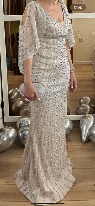 Официална дълга рокля с камъни