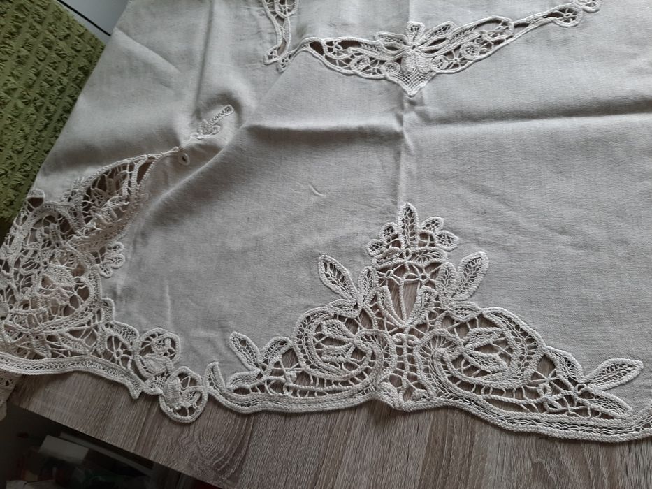 Покривка за маса рязана бродерия лен ленена