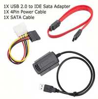 USB Кабел за връзка към диск 2.5"/3.5" SATA/IDE HDD/DVD/SSD + Гаранция