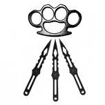 Set Rozeta si 3 Cutite de aruncat ,IdeallStore, Negru ,Otel inoxidabil