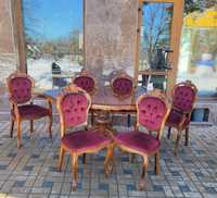 Италианска барокова трапезна маса и шест стола