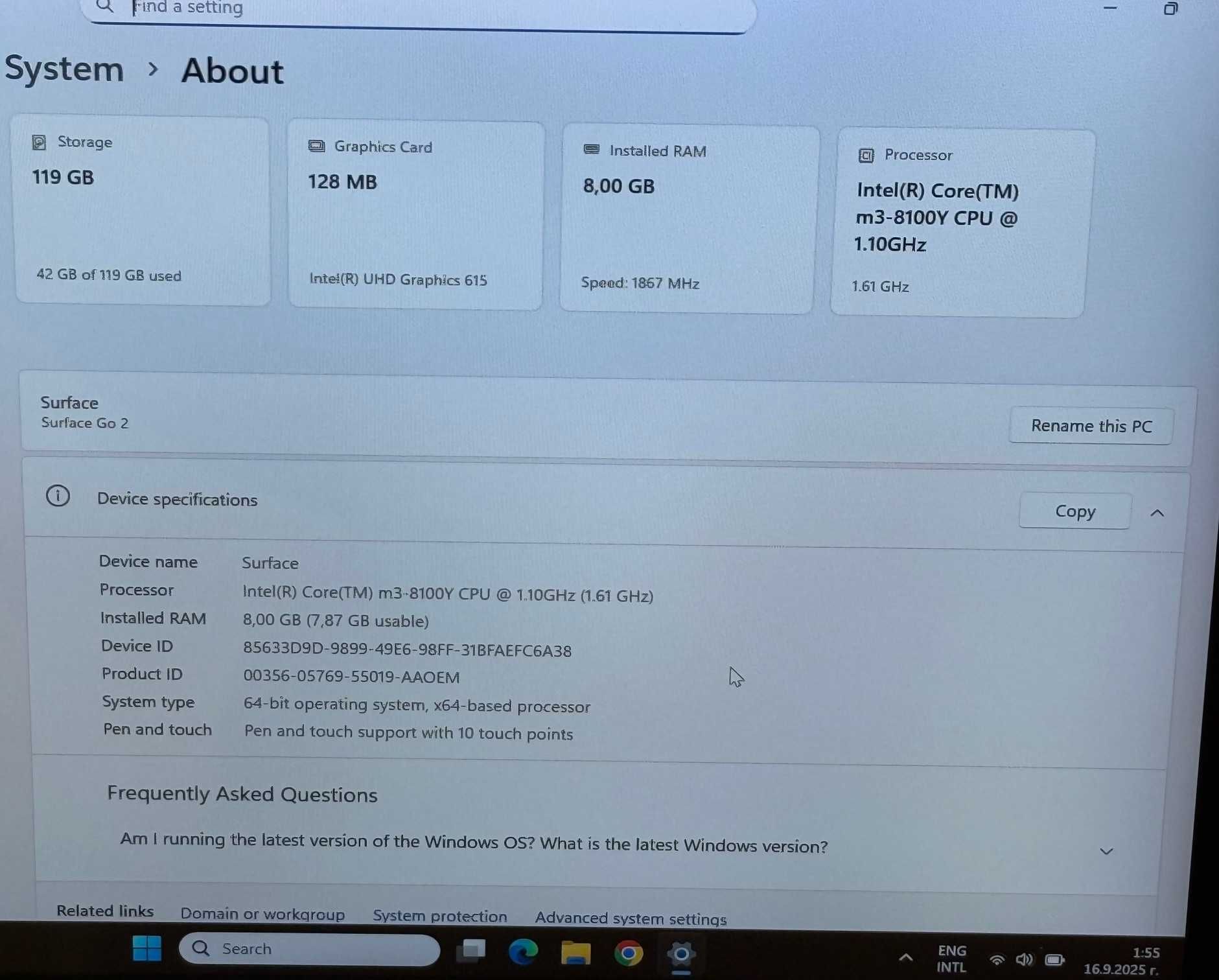 Microsoft Surface Go 2 Intel m3/8RAM/128SSD