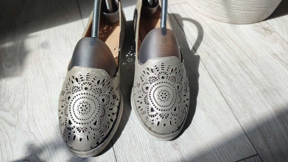 Balerini dama piele aurie Prego Shoes
