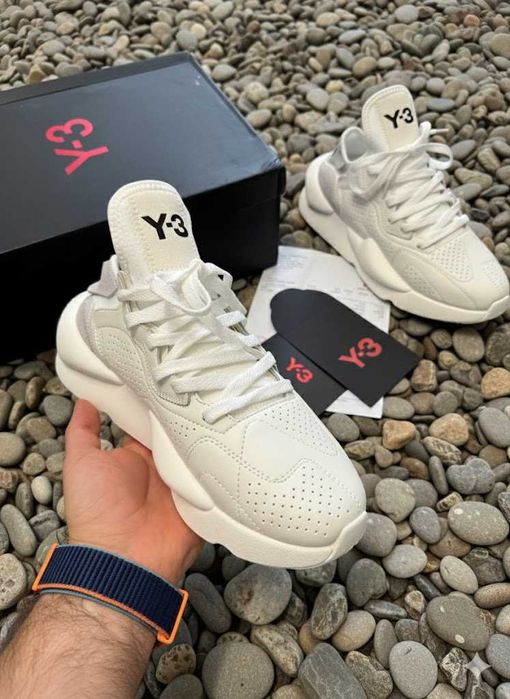 Adidasi Y3 Kaiwa Alb - Full Box - Piele Naturala