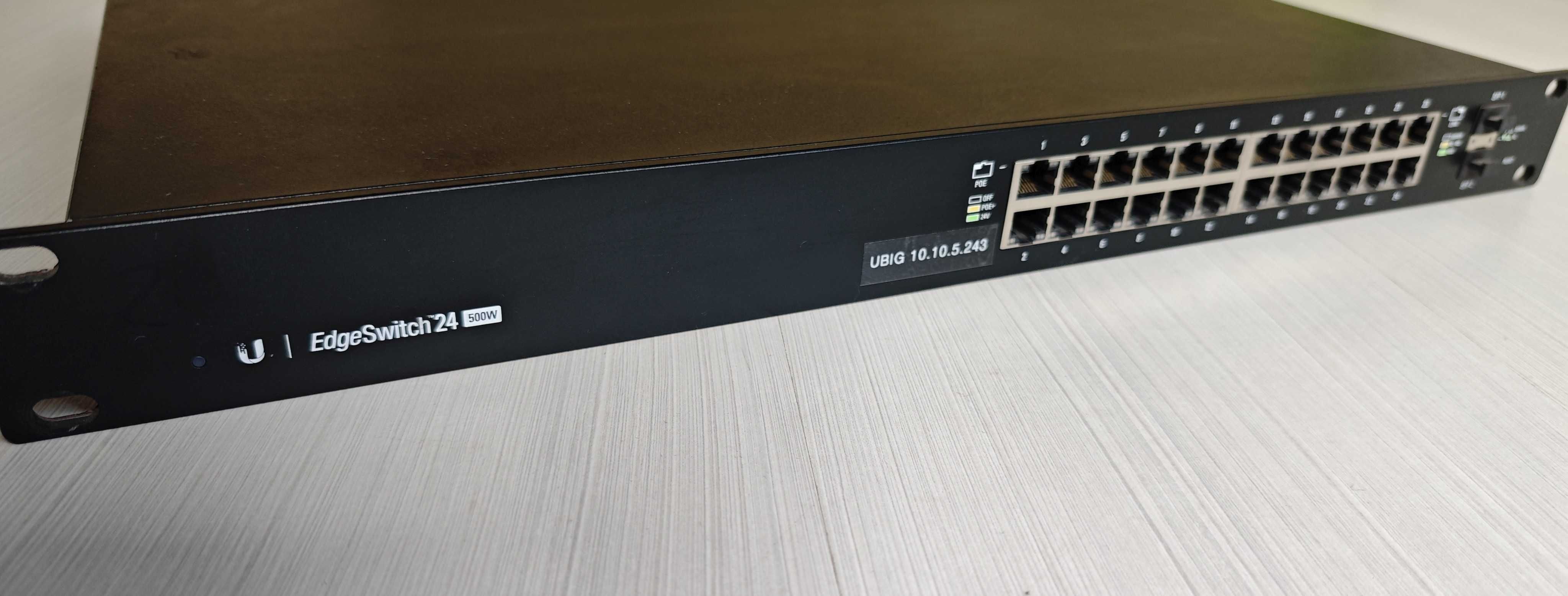 24 портов гигабитов PoE+ switch Ubiquiti EdgeSwitch 24 500W
