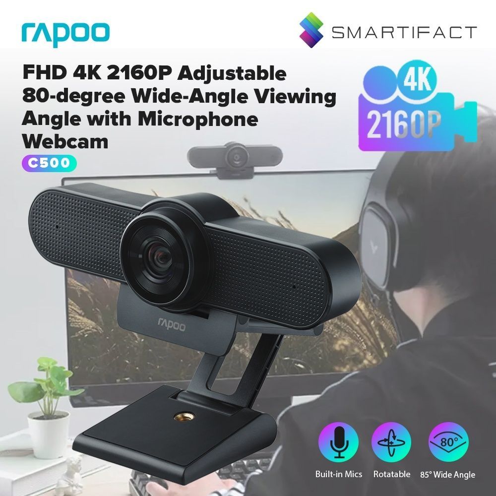 Топ! Rapoo C500 4K/30Fps Веб-камера с автофокусом Вебкамера