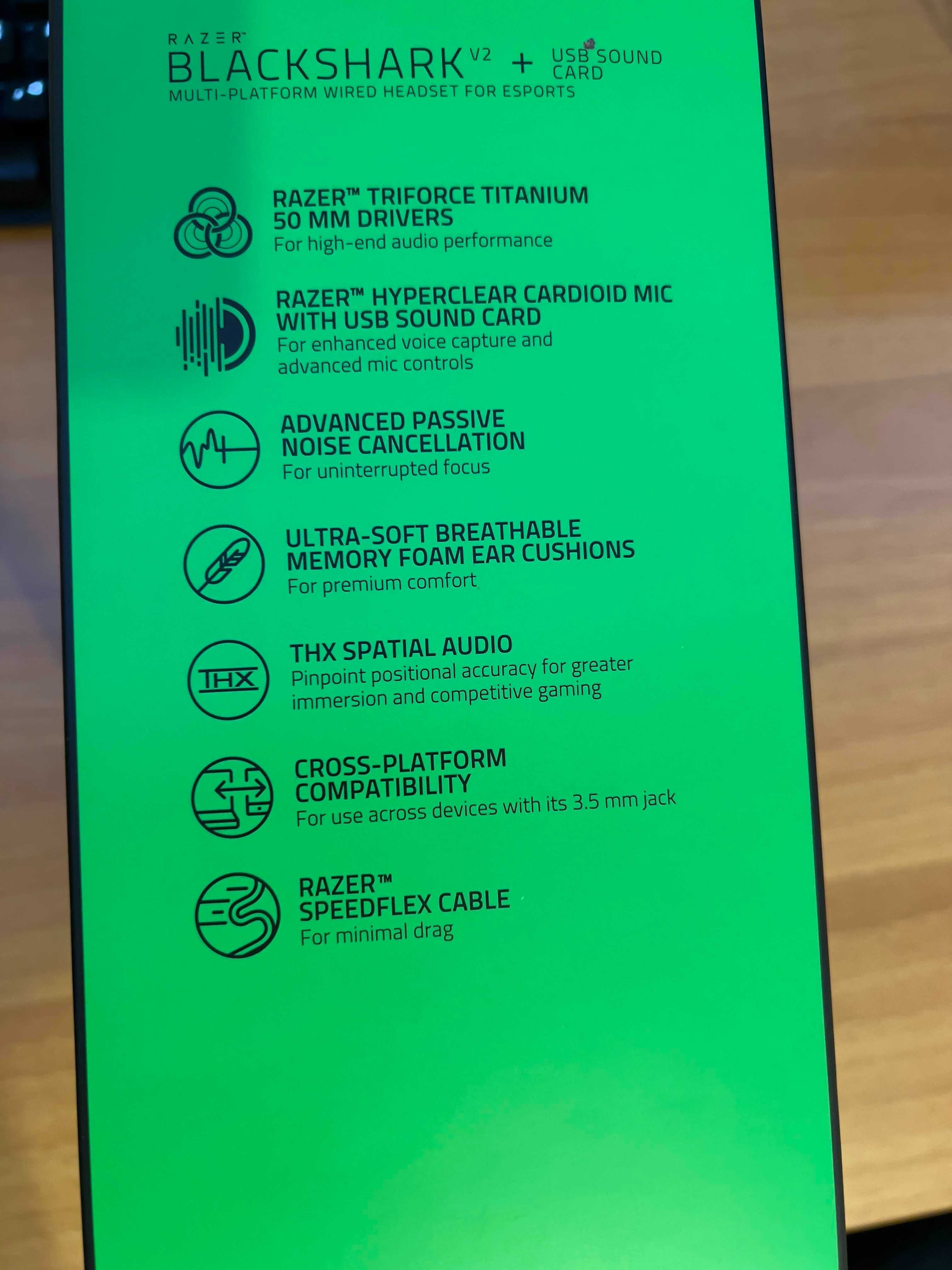 Геймърски слушалки Razer BlackShark V2 + USB Sound Card