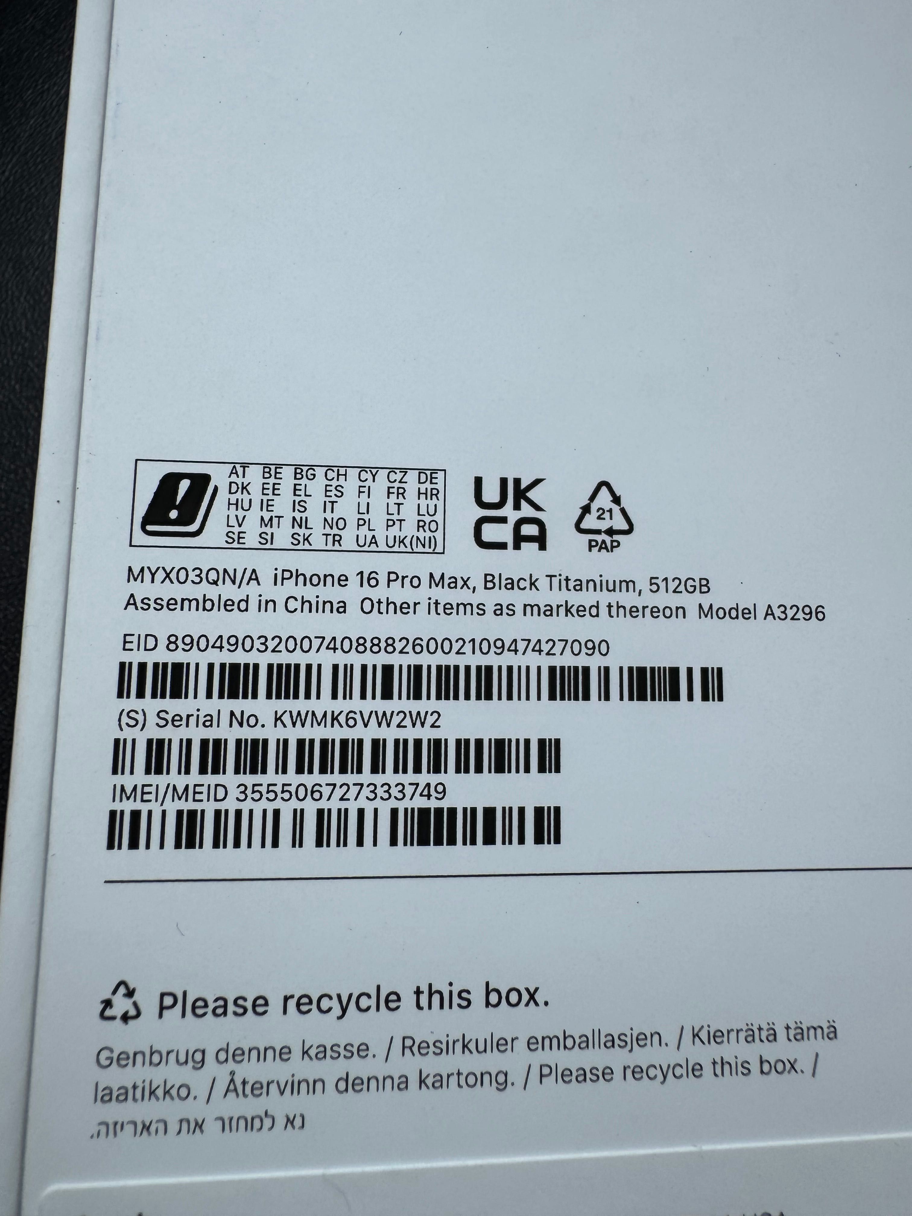 Iphone 16 pro max 512gb