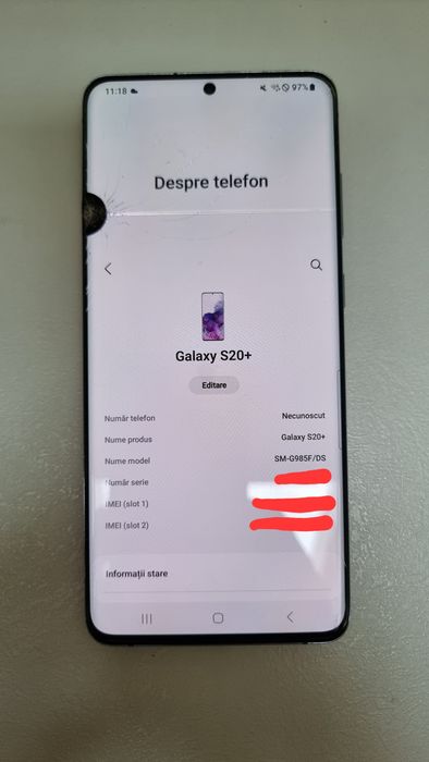 Samsung Galaxy S20 Plus – 128 GB  Display defect