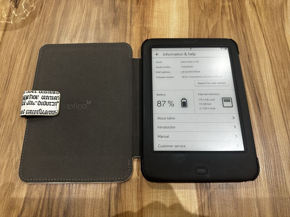 Електронен четец  Tolino shine 2 HD