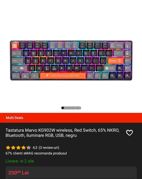 Tastatura de gaming iluminată
