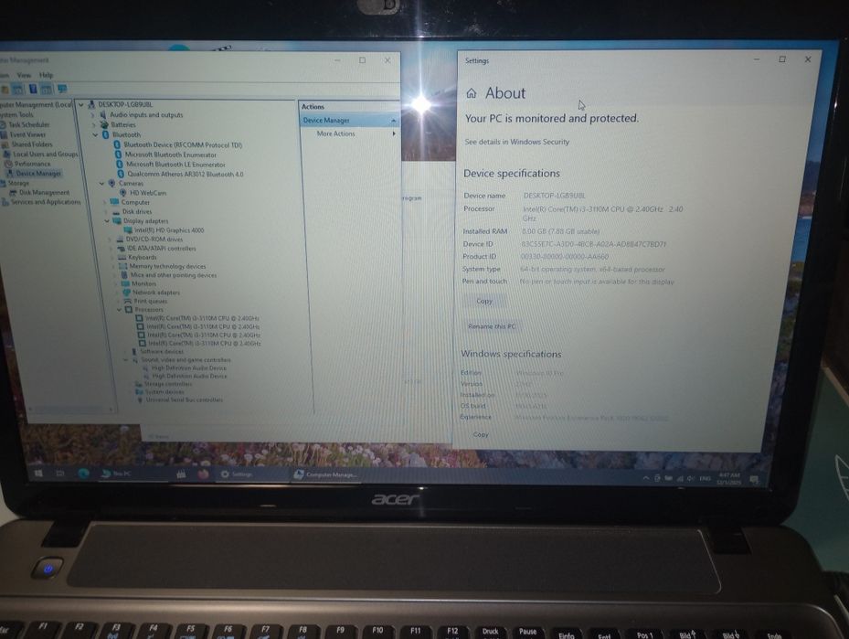 Acer Aspire E1-771, Intel i3, 8 gb ram, 1.000 gb HDD,Bluetooth, HD+