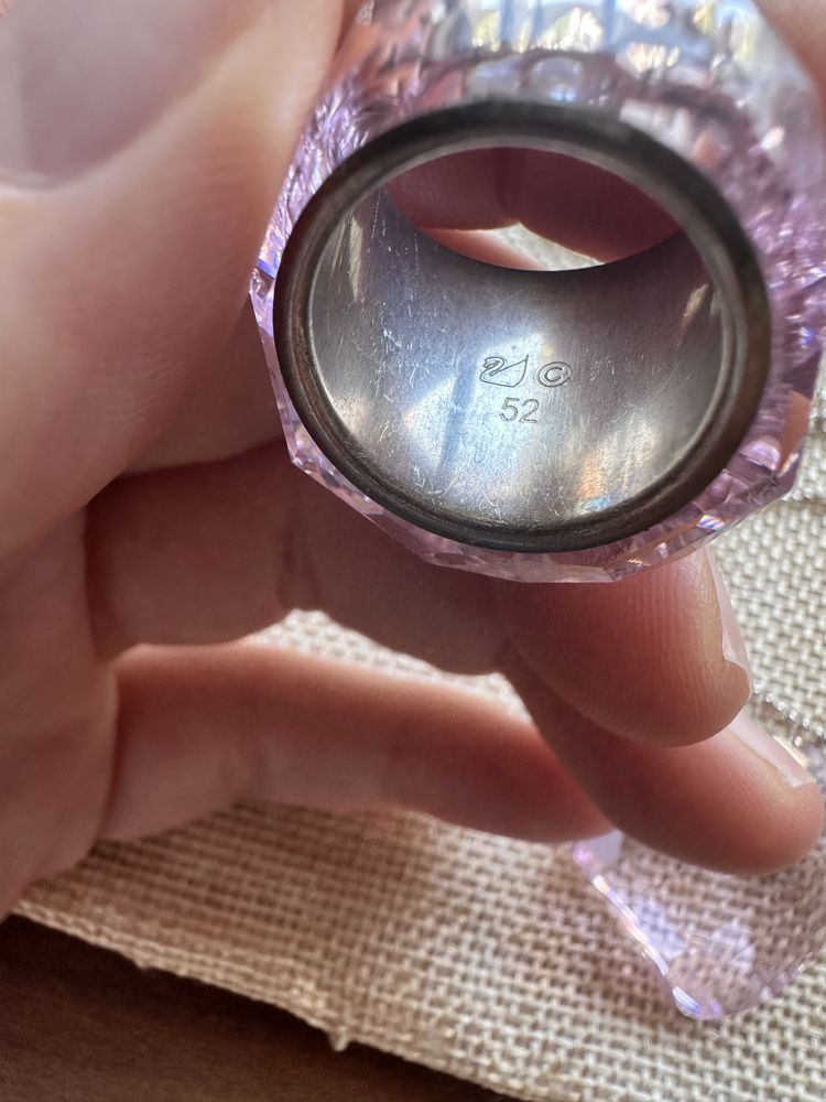 Комплект Swarovski pink crystal (пръстен,колие,обеци) оригинал