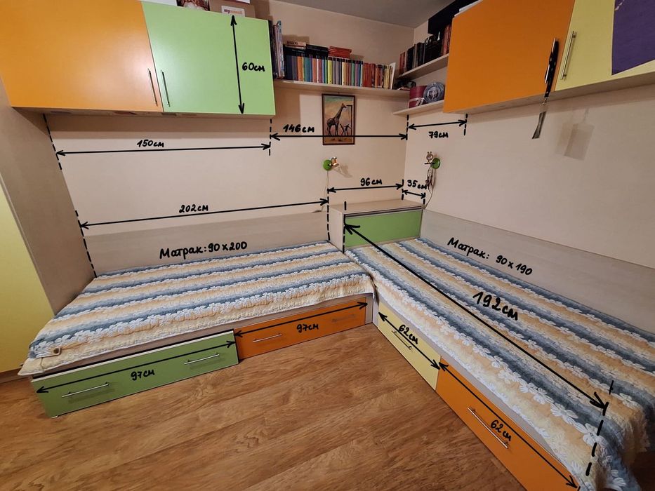 Напълно обзаведена детска стая с висококачествени мебели и матраци