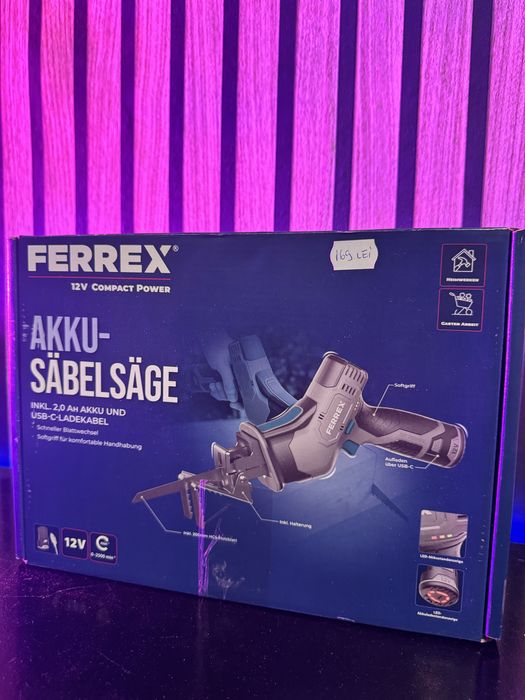 Fierastrau sabie cu acumulator Ferrex 12V, cu acumulator
