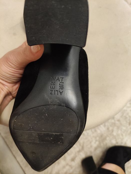 Botine negre piele întoarsă naturală
