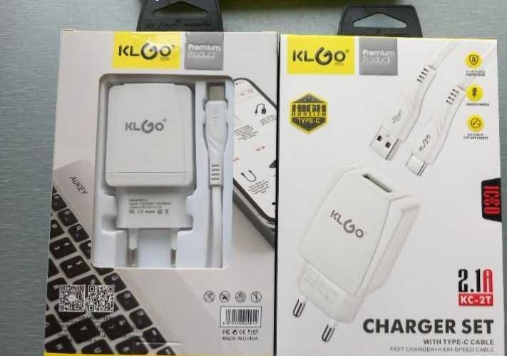 Универсално зарядно KLGO KC-2T, type C, fast charger+high speed кабел